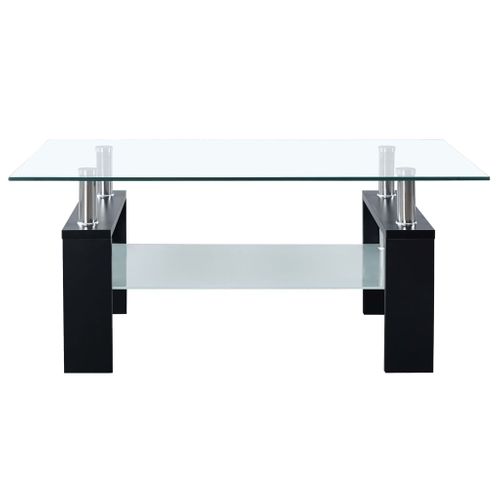 Table Basse Noir 95x55x40 Cm Verre Trempé