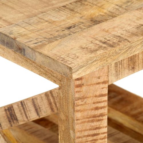 Table D'appoint Avec Roues 40x40x42 Cm Bois De Manguier Brut