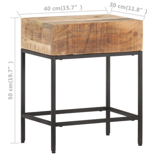 Table D'appoint 40x30x50 Cm Bois Massif De Manguier Brut