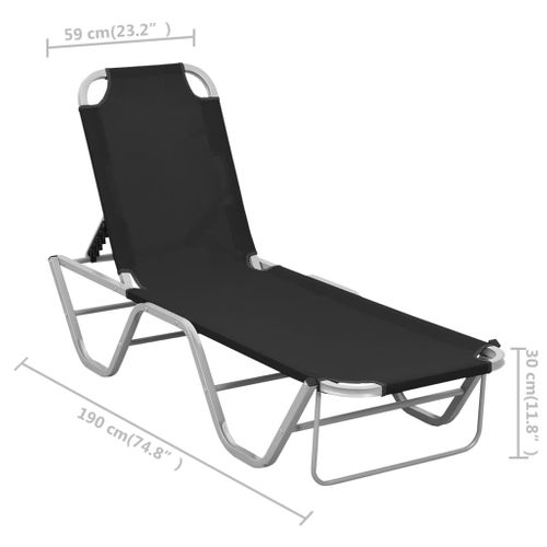 Chaise Longue Aluminium Et Textilène Noir