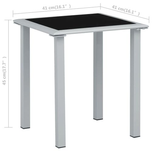 Table De Jardin Noir Et Argenté 41x41x45 Cm Acier Et Verre