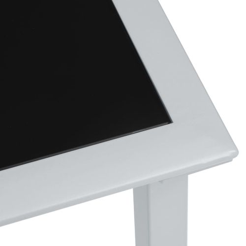 Table De Jardin Noir Et Argenté 41x41x45 Cm Acier Et Verre