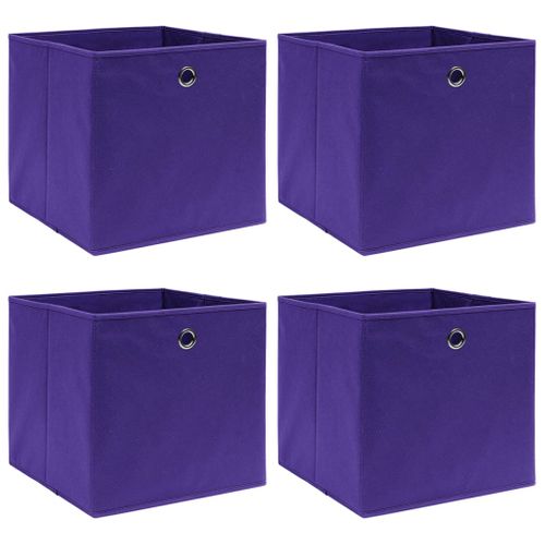 Boîtes De Rangement 4 Pièces Tissu Intissé 28x28x28 Cm Violet