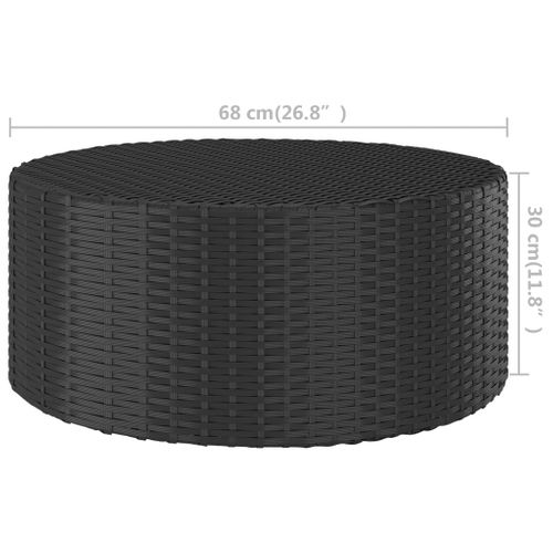 Table à Thé Noir 68x68x30 Cm Résine Tressée