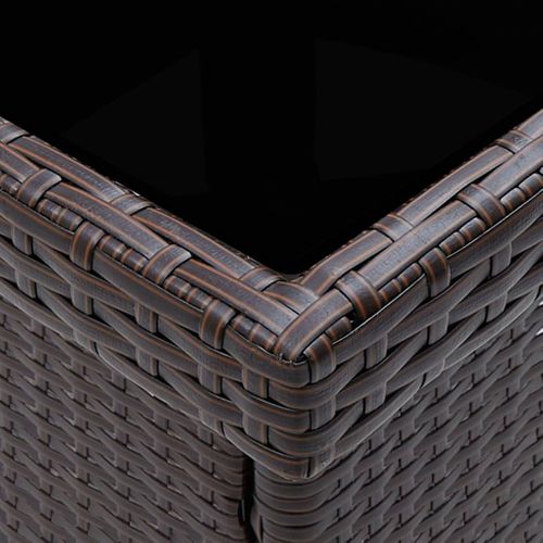 Table D'extérieur En Rotin Et Verre - 80x80 Cm - Marron Clair