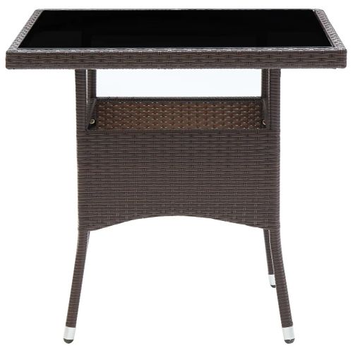 Table D'extérieur En Rotin Et Verre - 80x80 Cm - Marron Clair