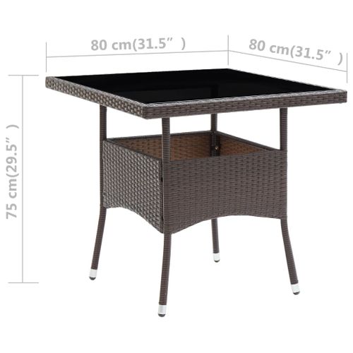 Table D'extérieur En Rotin Et Verre - 80x80 Cm - Marron Clair