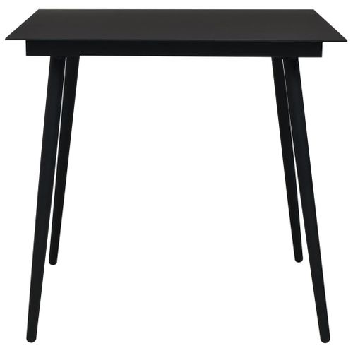Table à Dîner De Jardin Noir 80x80x74 Cm Acier Et Verre
