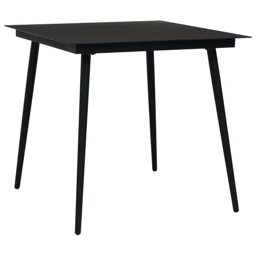 Table à Dîner De Jardin Noir 80x80x74 Cm Acier Et Verre