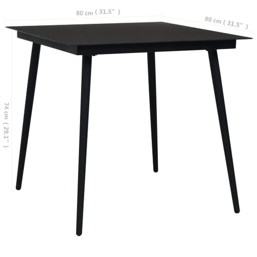 Table à Dîner De Jardin Noir 80x80x74 Cm Acier Et Verre
