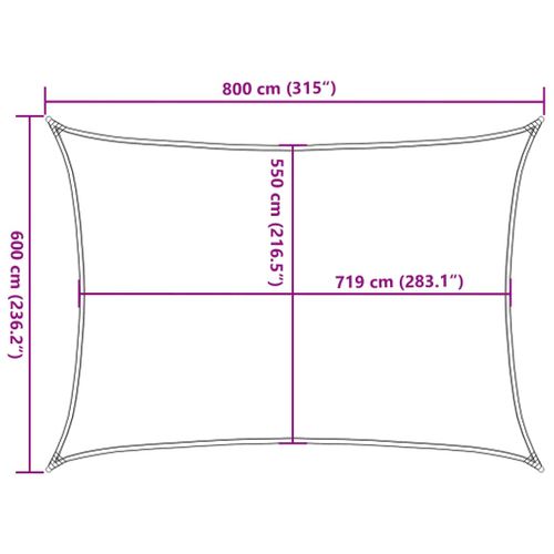 Voile D'ombrage 6x8 M Pehd 160 G/m² Anthracite Résistant Aux Uv Respirant Extérieur