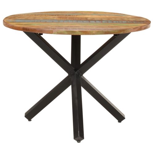 Table À Dîner Ronde 100x100x75 Cm Bois De Récupération Massif
