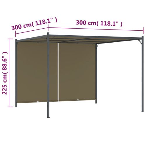 Pergola De Jardin Avec Auvent Rétractable 3x3 M Taupe 180 G/m²