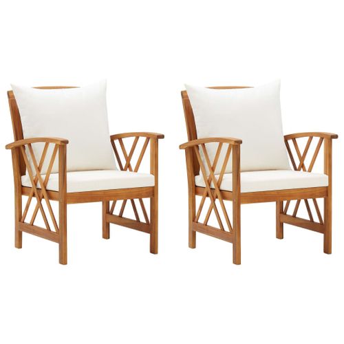 Vidaxl Chaises De Jardin Lot De 2 Avec Coussins Bois D'acacia Massif Sièges Patio Terrasse Extérieur