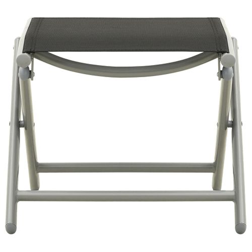 Repose-pied Pliable Noir Et Argenté Textilène Et Aluminium