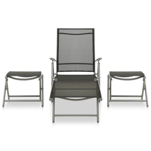 Salon De Jardin 3 Pièces Textilène Et Aluminium Argenté