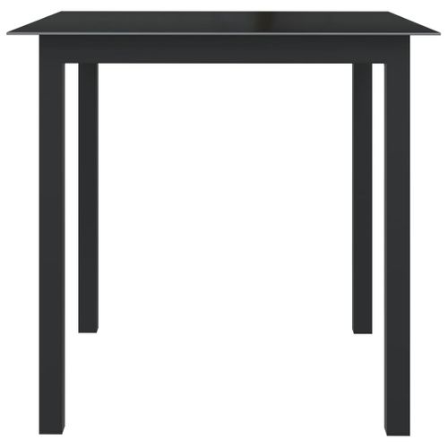 Table De Jardin Noir 80x80x74 Cm Aluminium Et Verre