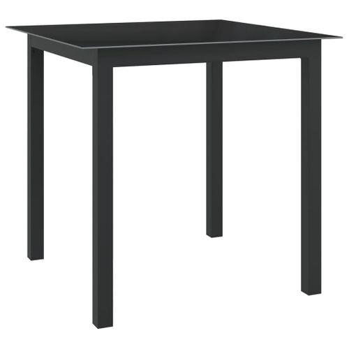 Table De Jardin Noir 80x80x74 Cm Aluminium Et Verre