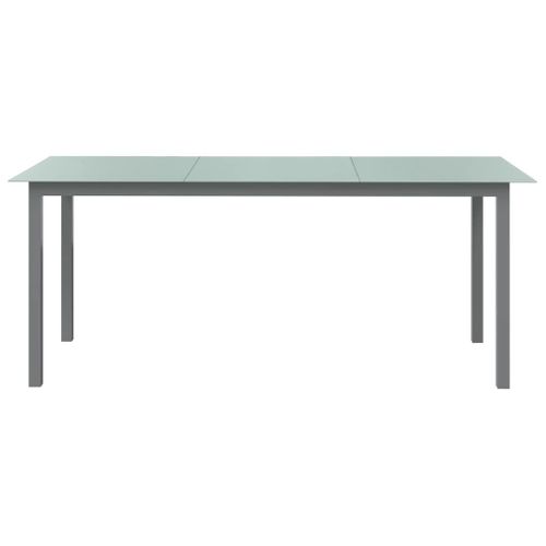 Table De Jardin Gris Clair 190x90x74 Cm Aluminium Et Verre Meuble De Patio Terrasse Extérieur