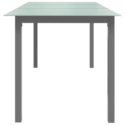 Table De Jardin Gris Clair 190x90x74 Cm Aluminium Et Verre Meuble De Patio Terrasse Extérieur