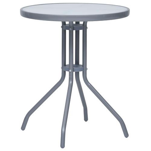Table De Jardin Gris Clair 60 Cm Acier Et Verre