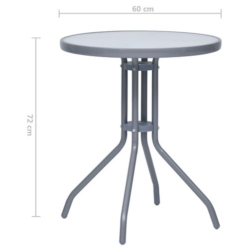 Table De Jardin Gris Clair 60 Cm Acier Et Verre