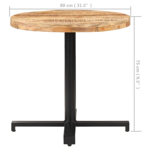 Table De Bistro Ronde Ø80x75 Cm Bois De Manguier Brut