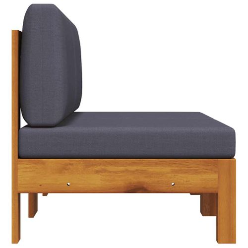 Canapés Centraux 2 Pièces Avec Coussins Gris Foncé Acacia Solide