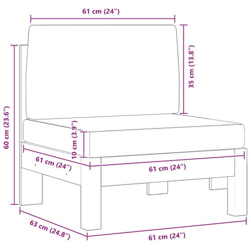 Canapés Centraux 2 Pièces Avec Coussins Gris Foncé Acacia Solide