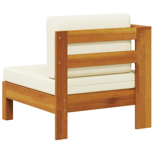 Canapé Central Avec 1 Accoudoir Blanc Crème Bois D'acacia