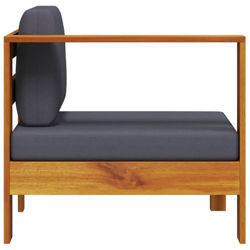 Canapé Central Avec 1 Accoudoir Gris Foncé Acacia Solide