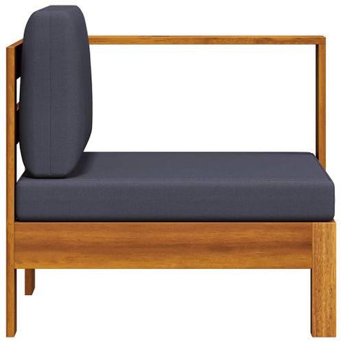 Canapé Central Avec 1 Accoudoir Gris Foncé Acacia Solide