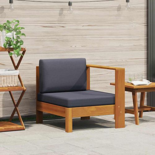 Canapé Central Avec 1 Accoudoir Gris Foncé Acacia Solide