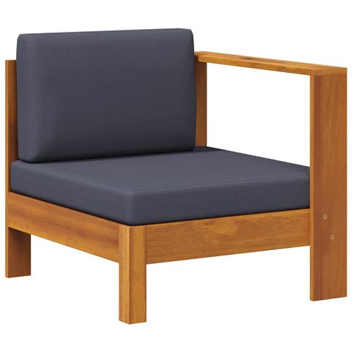 Canapé Central Avec 1 Accoudoir Gris Foncé Acacia Solide