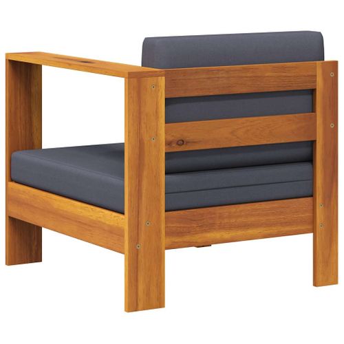 Canapé Central Avec 1 Accoudoir Gris Foncé Acacia Solide