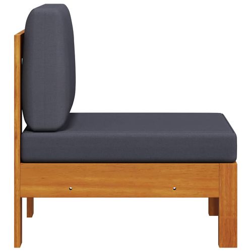 Canapé Central Avec Coussins Gris Foncé Bois D'acacia Solide