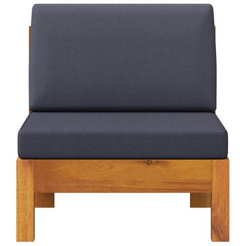 Canapé Central Avec Coussins Gris Foncé Bois D'acacia Solide