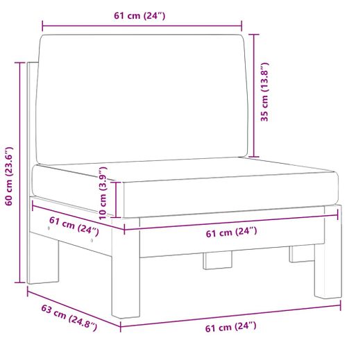 Canapé Central Avec Coussins Gris Foncé Bois D'acacia Solide