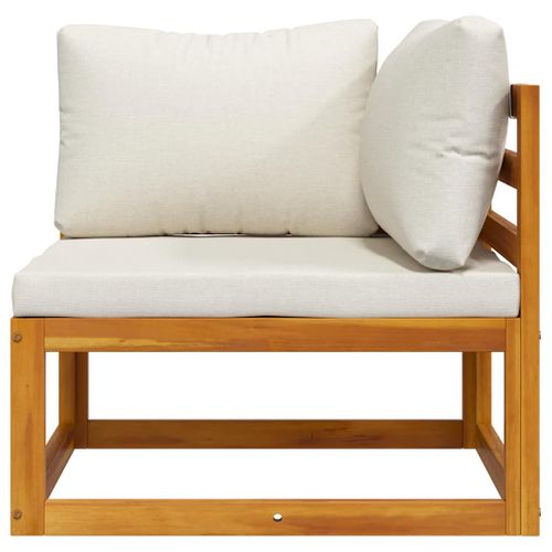 Canapé D'angle Sectionnel Et Coussin Blanc Crème Bois D'acacia