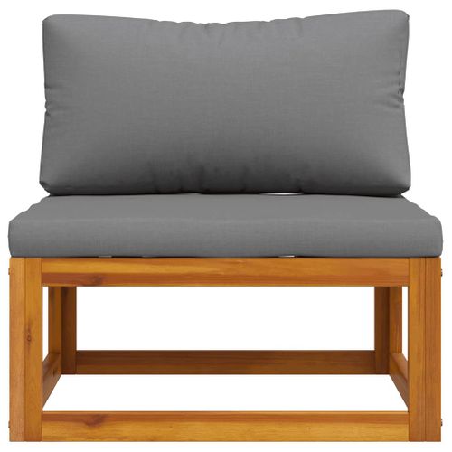 Canapé Central Sectionnel Avec Coussin Gris Foncé Bois D'acacia