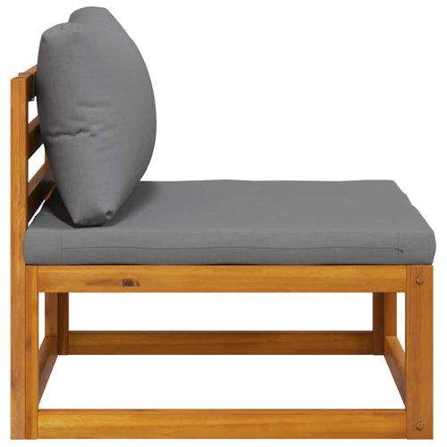 Canapé Central Sectionnel Avec Coussin Gris Foncé Bois D'acacia