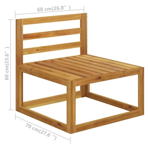 Canapé Central Sectionnel Et Coussin Blanc Crème Bois D'acacia