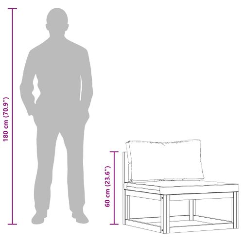 Canapé Central Sectionnel Et Coussin Blanc Crème Bois D'acacia