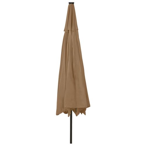 Parasol De Jardin Avec Lumières LED Et Mât En Métal 400cm Taupe