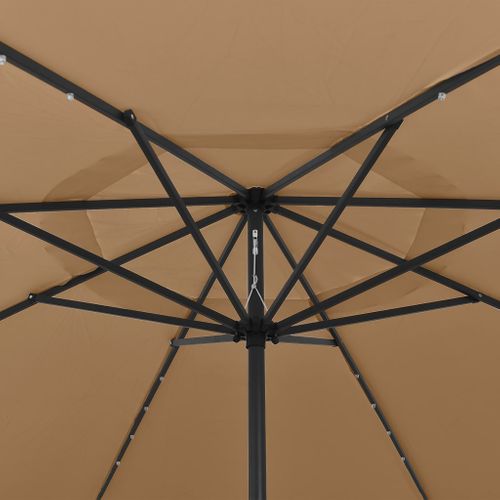 Parasol De Jardin Avec Lumières LED Et Mât En Métal 400cm Taupe