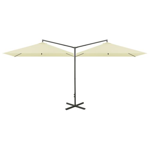 Parasol De Jardin Double Avec Mât En Acier Sable 600x300 Cm