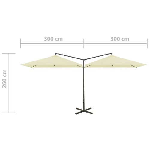 Parasol De Jardin Double Avec Mât En Acier Sable 600x300 Cm