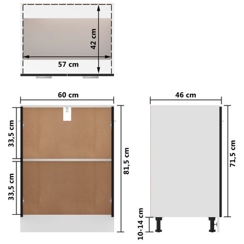 Meuble Bas "lyon" Noir 60 X 46 X 81,5 Cm Bois Contreplaqué