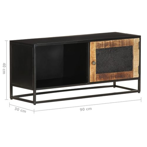 Meuble TV 90x30x40 Cm Bois De Manguier Brut