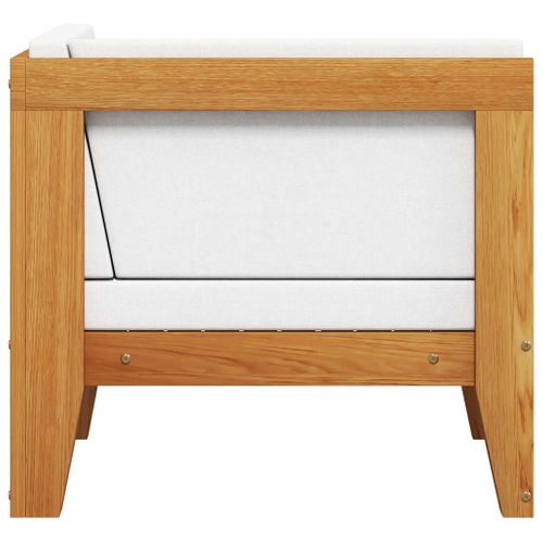 Canapé D'angle Sectionnel Et Coussins Blanc Crème Bois D'acacia